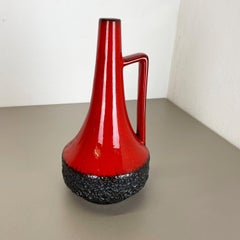 Vaso XL colorato in ceramica lavica grassa "Black-Red" di Jopeko Ceramics, Germania, anni '70