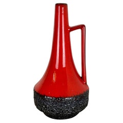 XL Colorful Fat Lava Pottery "Black-Red" Vase by Jopeko Ceramics, Germany, 1970s