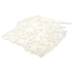 XL Contemporary Irregular Conceptual Rug of White Fur (Sustainable Sheepskin)