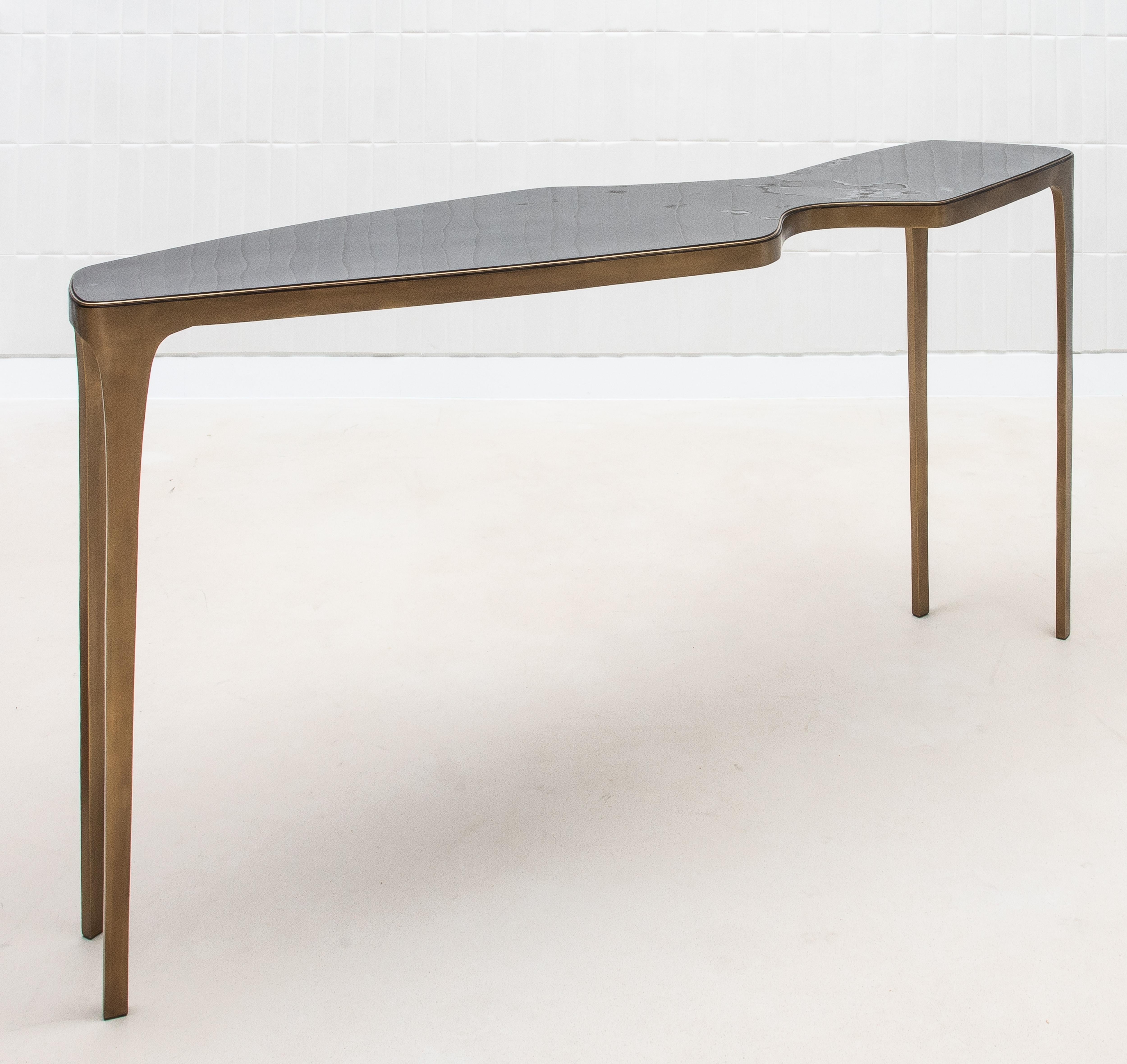 Contemporary XL Console in Pen Shell with Bronze Patina Brass by R&Y Augousti - IN STOCK For Sale