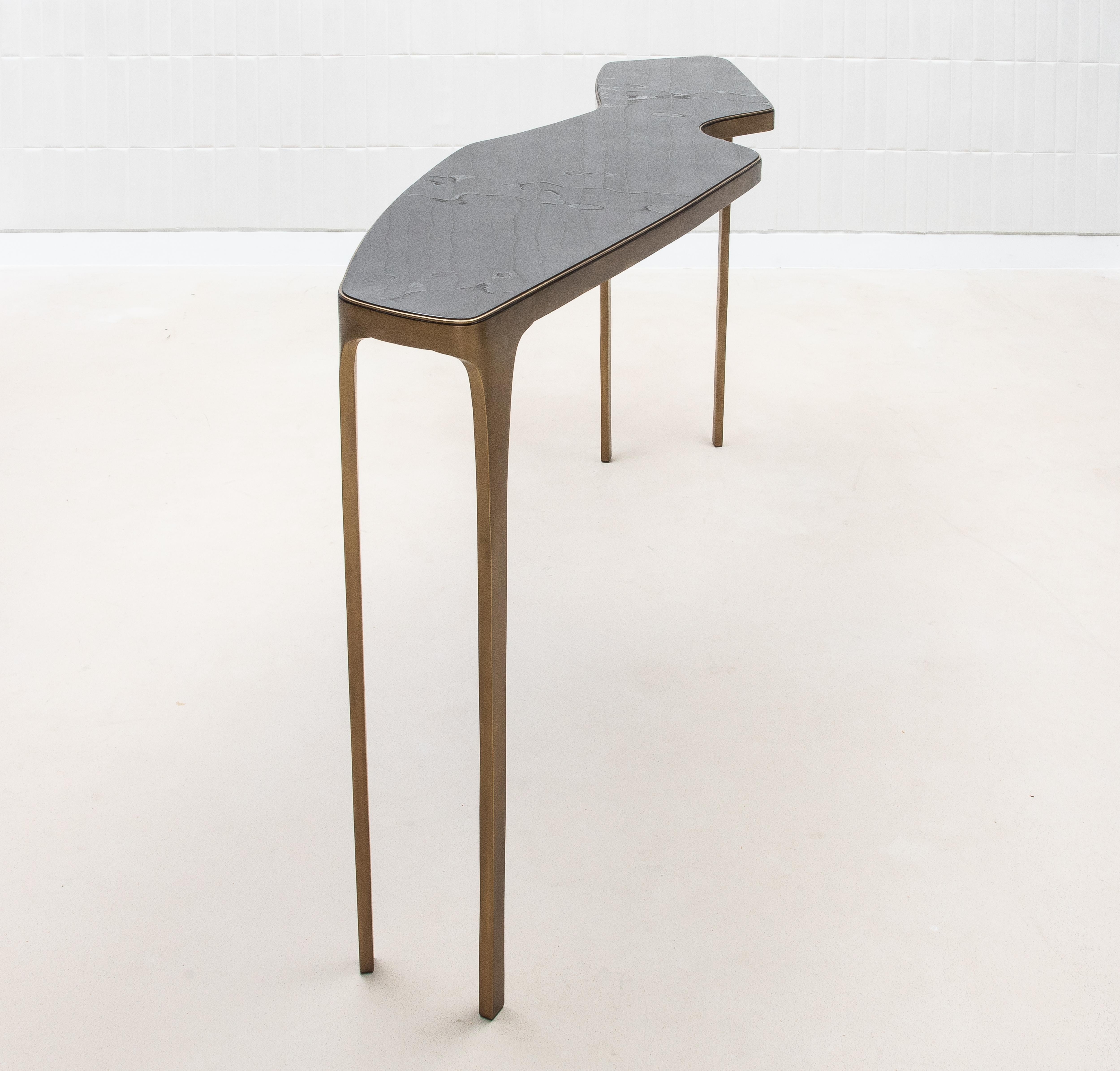 XL Console in Pen Shell with Bronze Patina Brass by R&Y Augousti - IN STOCK For Sale 1