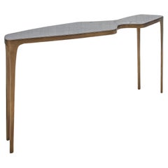 Consola XL de concha negra y latón patinado bronce by R & Y Augousti