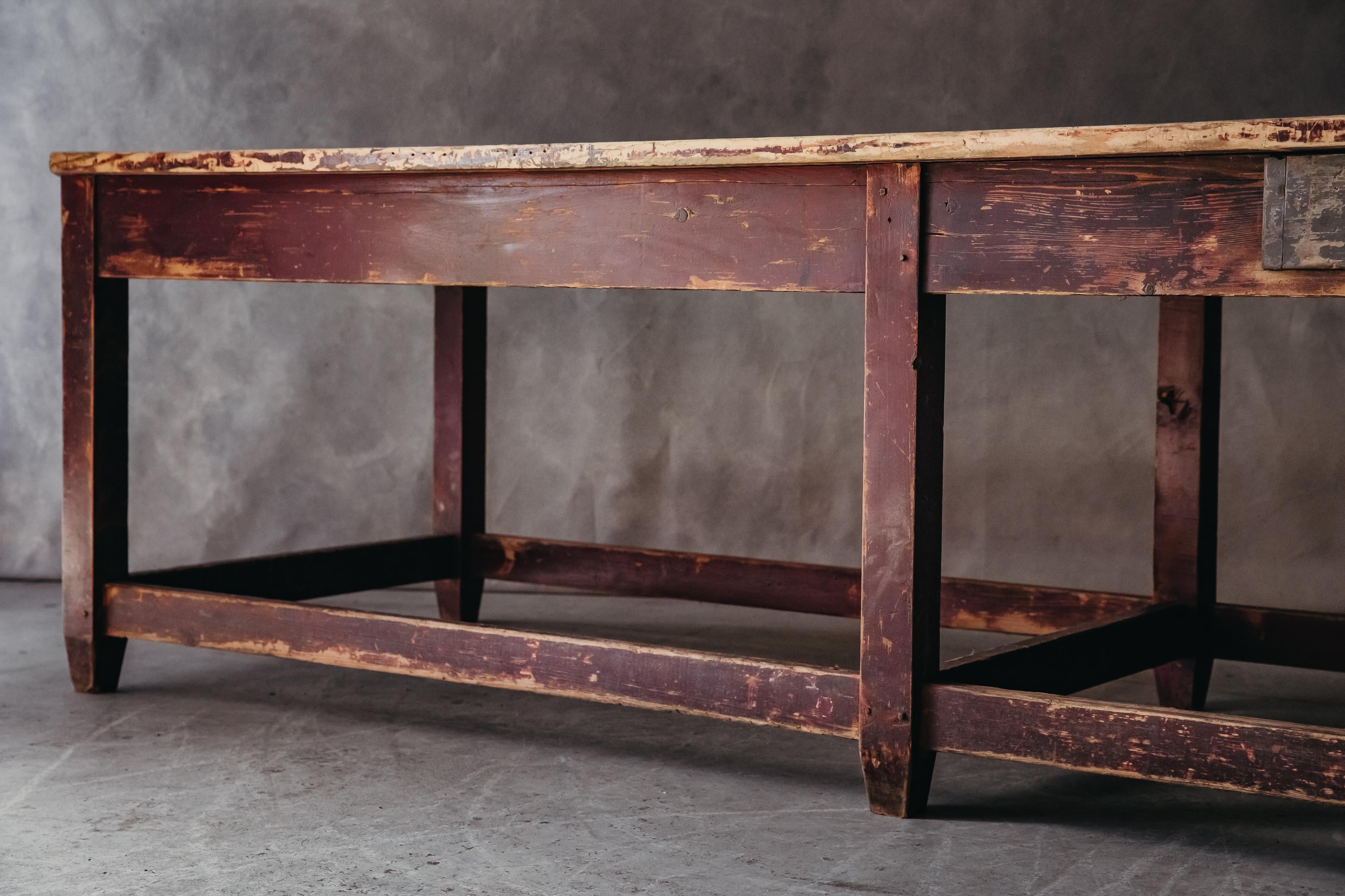 Pine XL Console Table from France, circa 1940