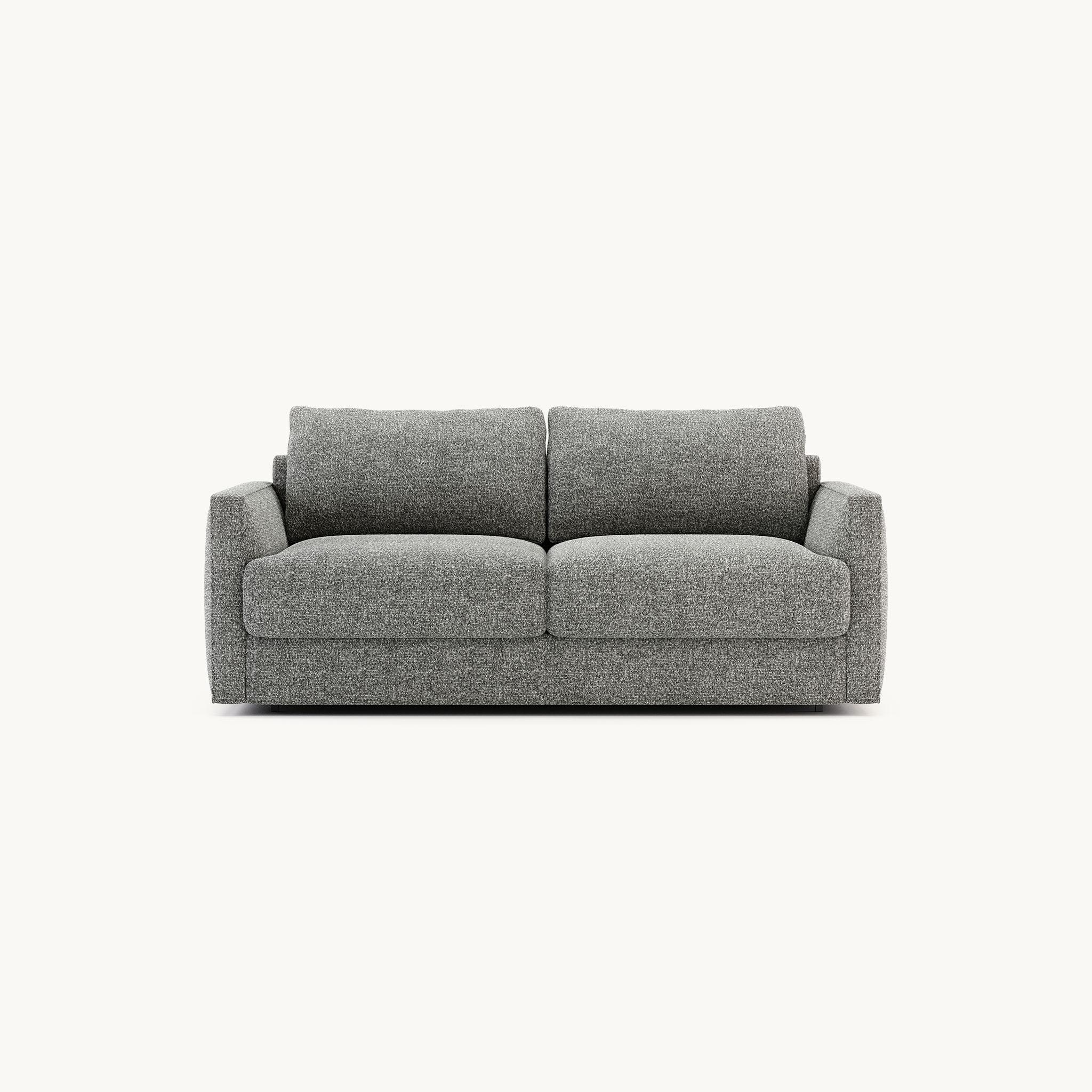Presentamos un nuevo sofá cama que combina sin esfuerzo una elegante sencillez con una práctica funcionalidad. Su característica más destacada es el sistema de apertura de un solo movimiento, un mecanismo innovador que transforma fácilmente el sofá