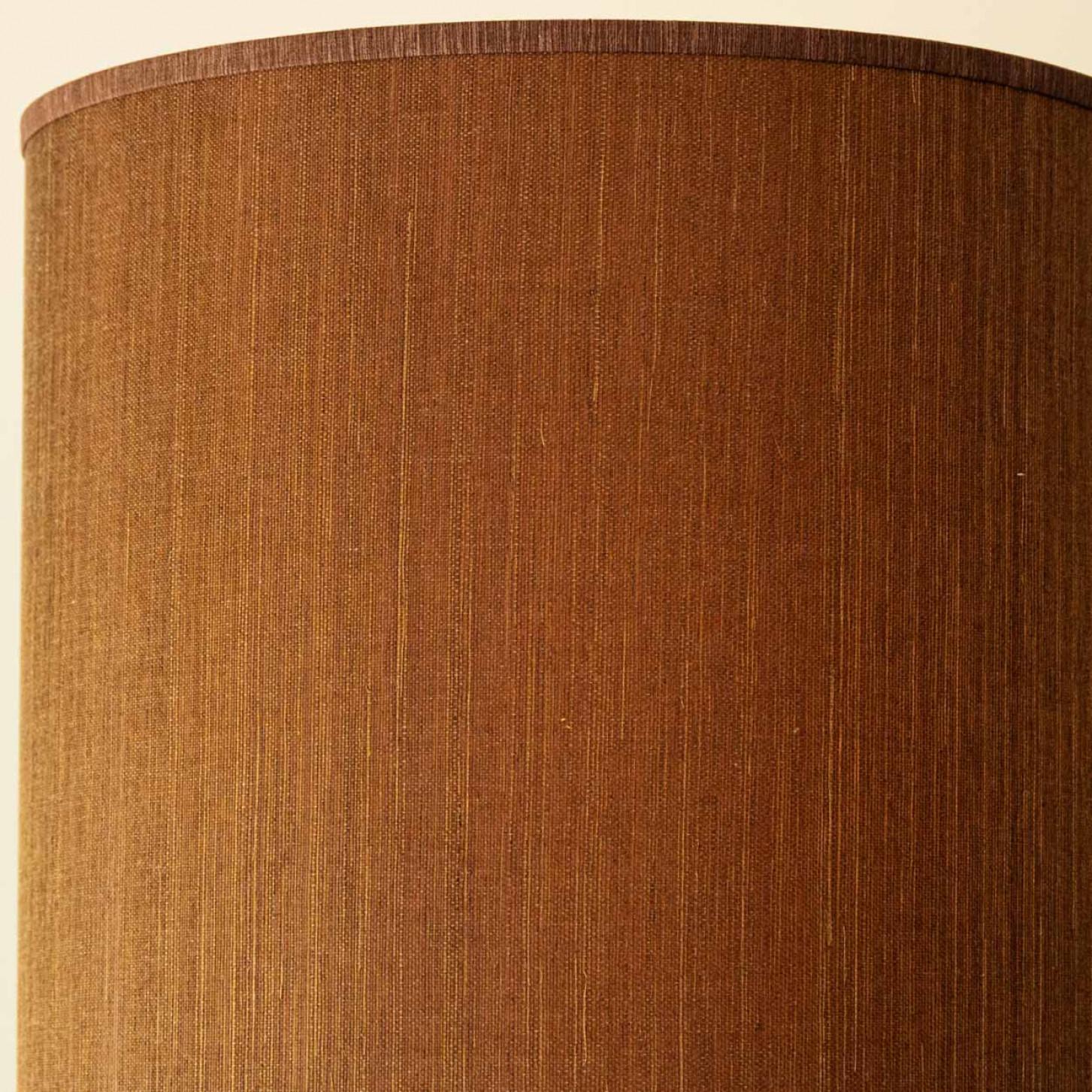 XL Copper Walnut Wood Floor Lamp with Faces, New Lampshade by R. Houben, 1970 In Good Condition For Sale In Rijssen, NL