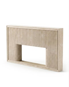 XL Custom Carved Fluted Travertine Stone Fireplace Mantel - Marble Mantel