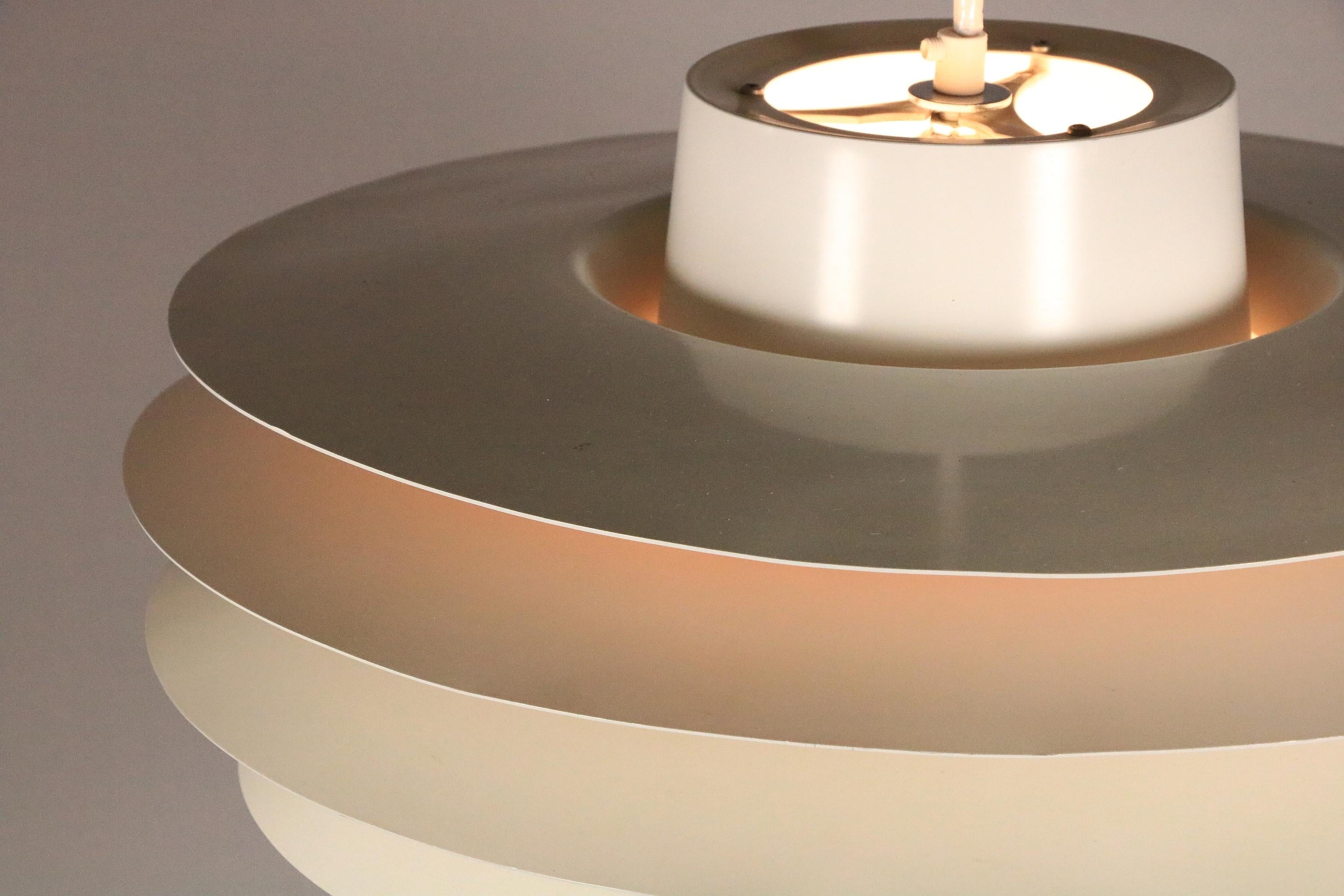 XL Danish Pendant Lamp by Svend Middelboe for Nordisk Solar, White/Orange For Sale 3