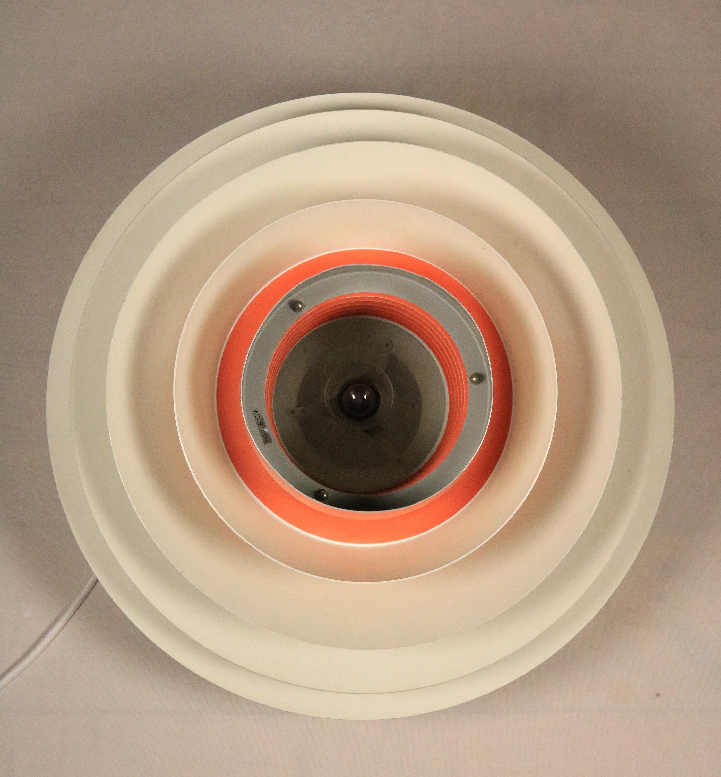 XL Danish Pendant Lamp by Svend Middelboe for Nordisk Solar, White/Orange For Sale 1