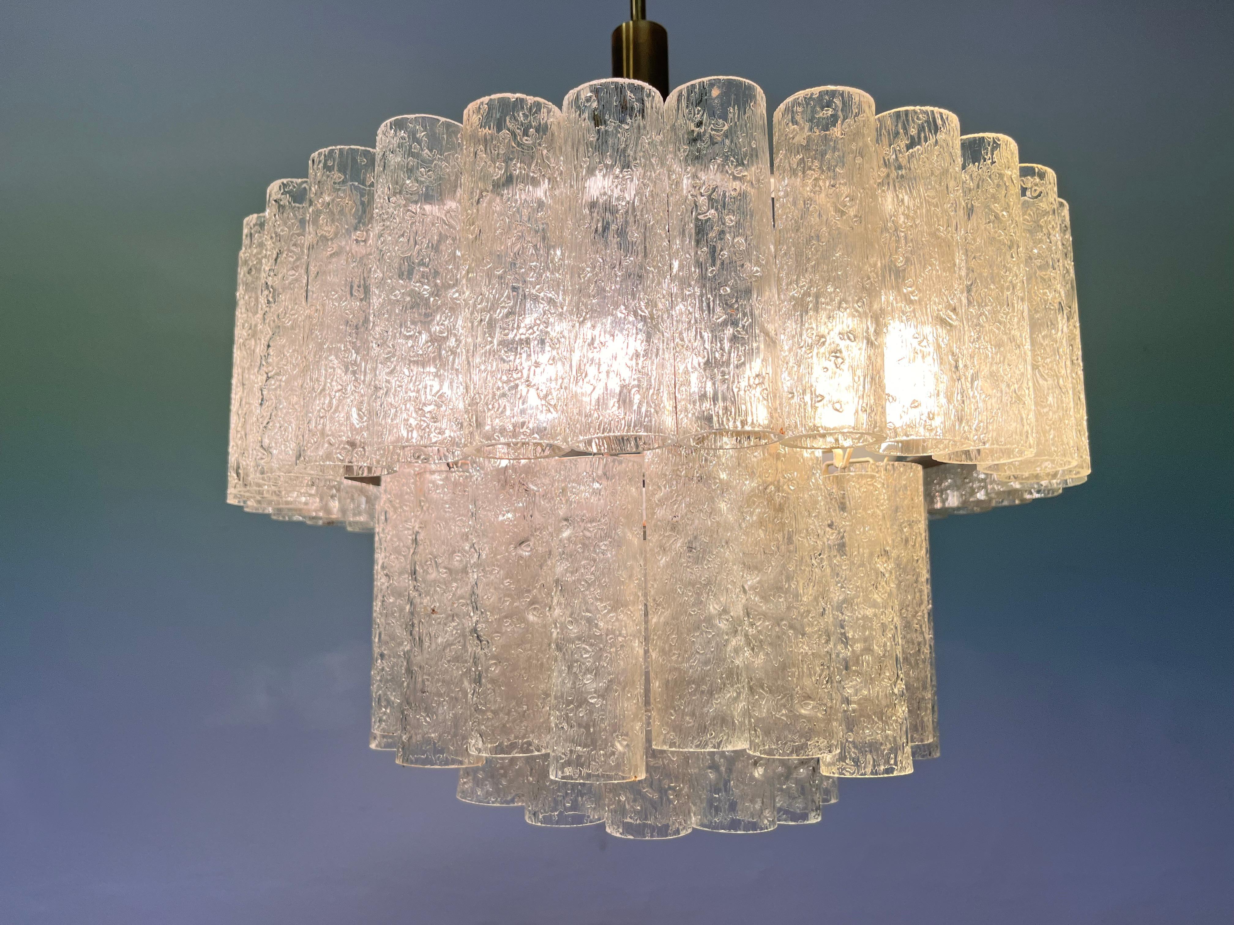 Mid-Century Modern XL Design Midcentury Glass Chandelier by Doria, 1960s / Germany For Sale