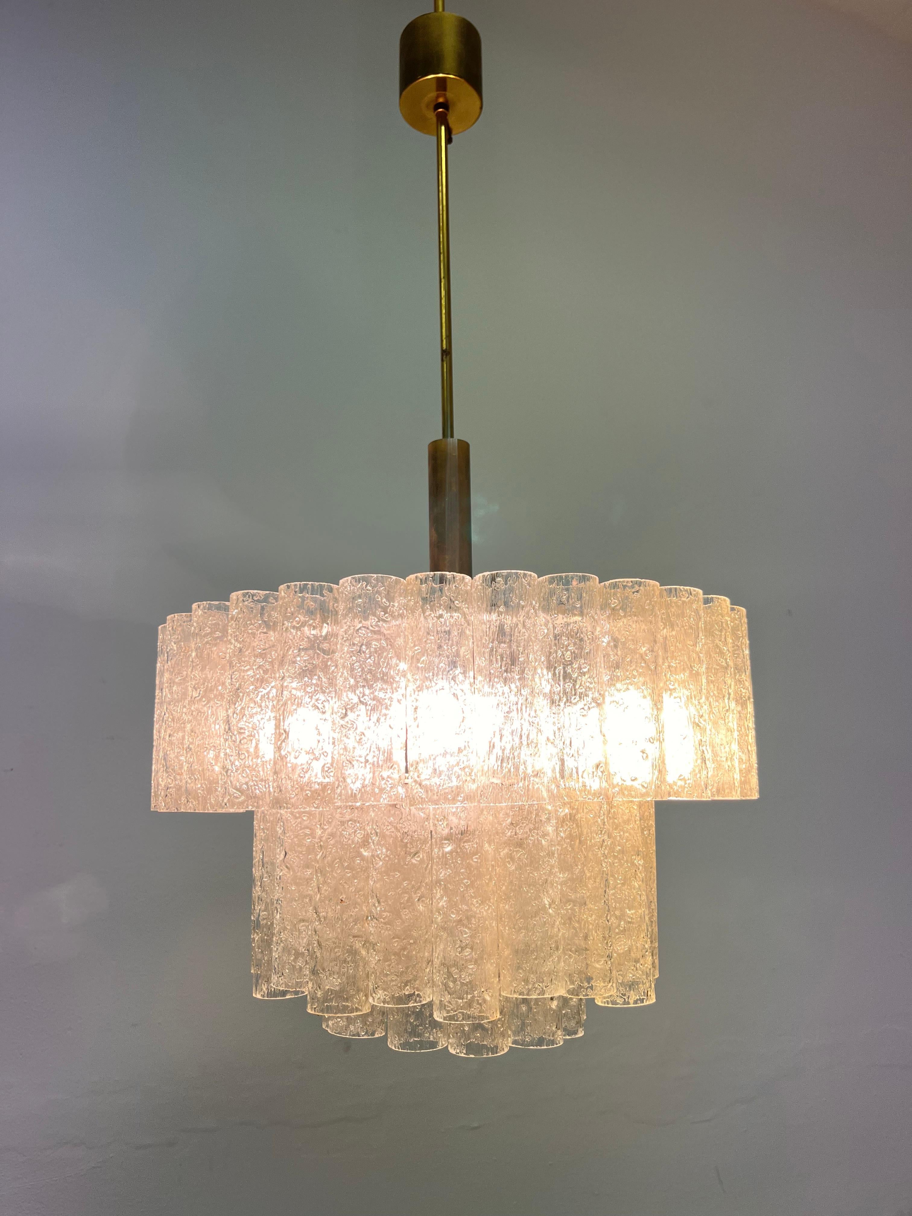 XL Design Midcentury Glass Chandelier by Doria, 1960s / Germany In Good Condition For Sale In Praha, CZ