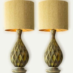 XL Diamondshape Ceramic Table Floor Lamp, New Lampshade by R. Houben, 1970