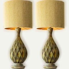 XL Diamondshape Ceramic Table Floor Lamp, New Lampshade by R. Houben, 1970