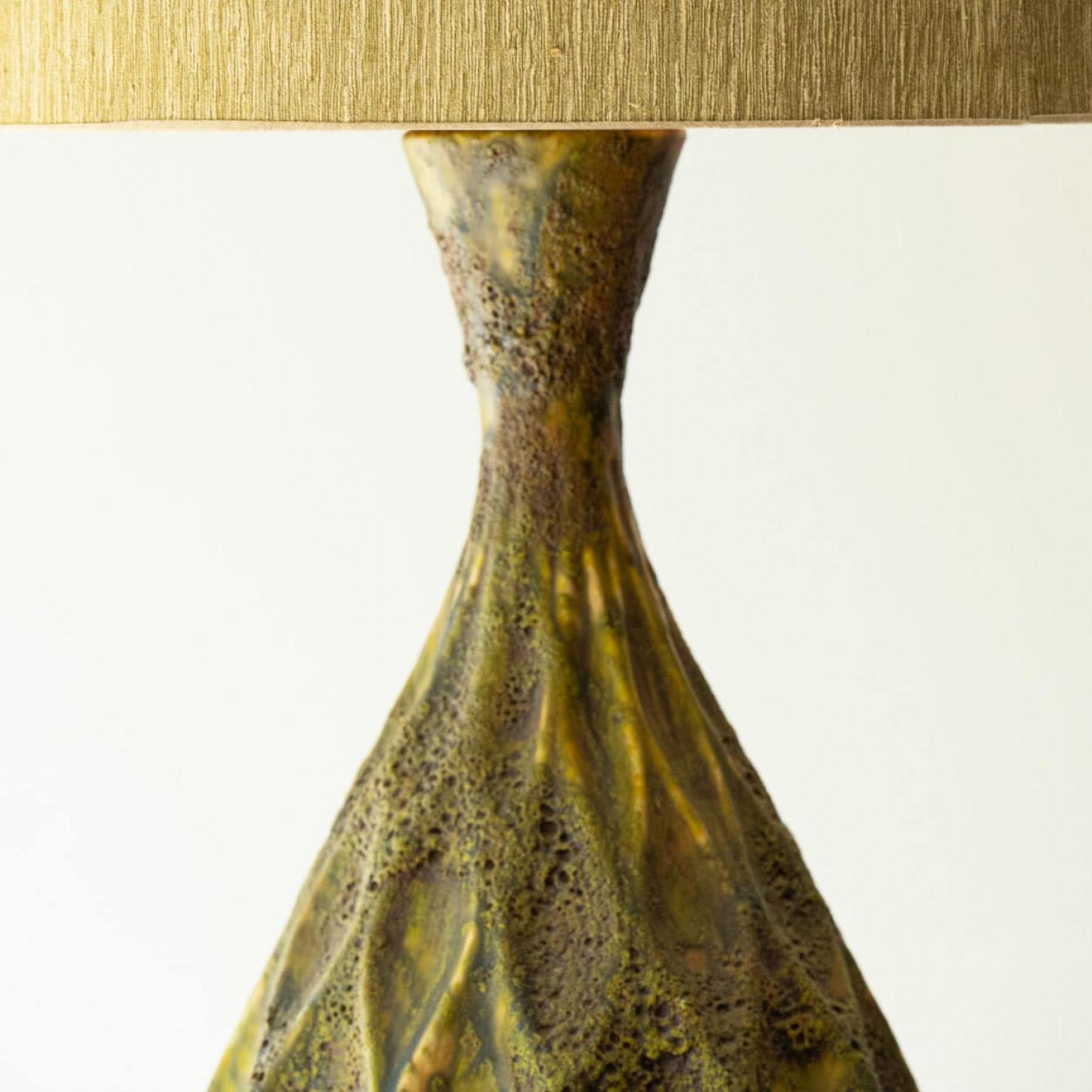 Mid-Century moderno XL Diamondshape Ceramic Table Floor Lamp, New Lampshade by R. Houben, 1970 in vendita