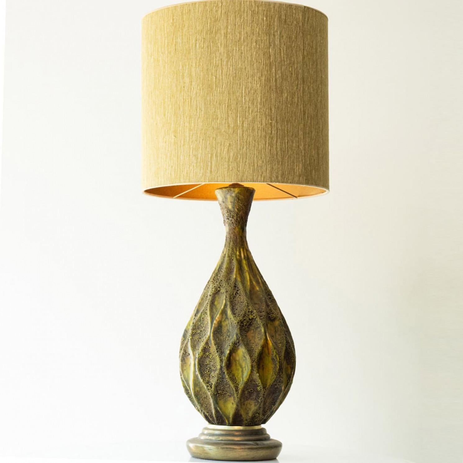 XL Diamondshape Ceramic Table Floor Lamp, New Lampshade by R. Houben, 1970 In condizioni buone in vendita a Rijssen, NL