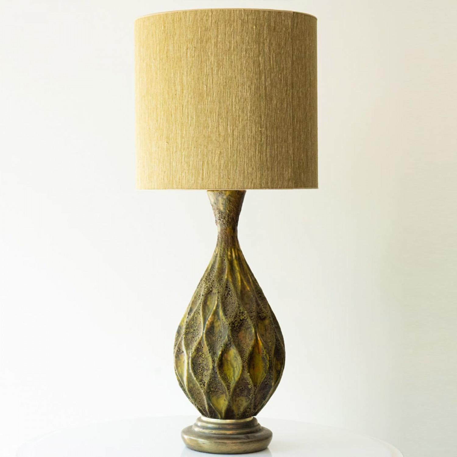 Ceramica XL Diamondshape Ceramic Table Floor Lamp, New Lampshade by R. Houben, 1970 in vendita
