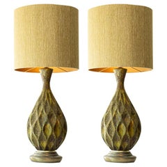 XL Diamondshape Ceramic Table Floor Lamp, New Lampshade by R. Houben, 1970