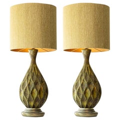XL Diamondshape Ceramic Table Floor Lamp, New Lampshade by R. Houben, 1970