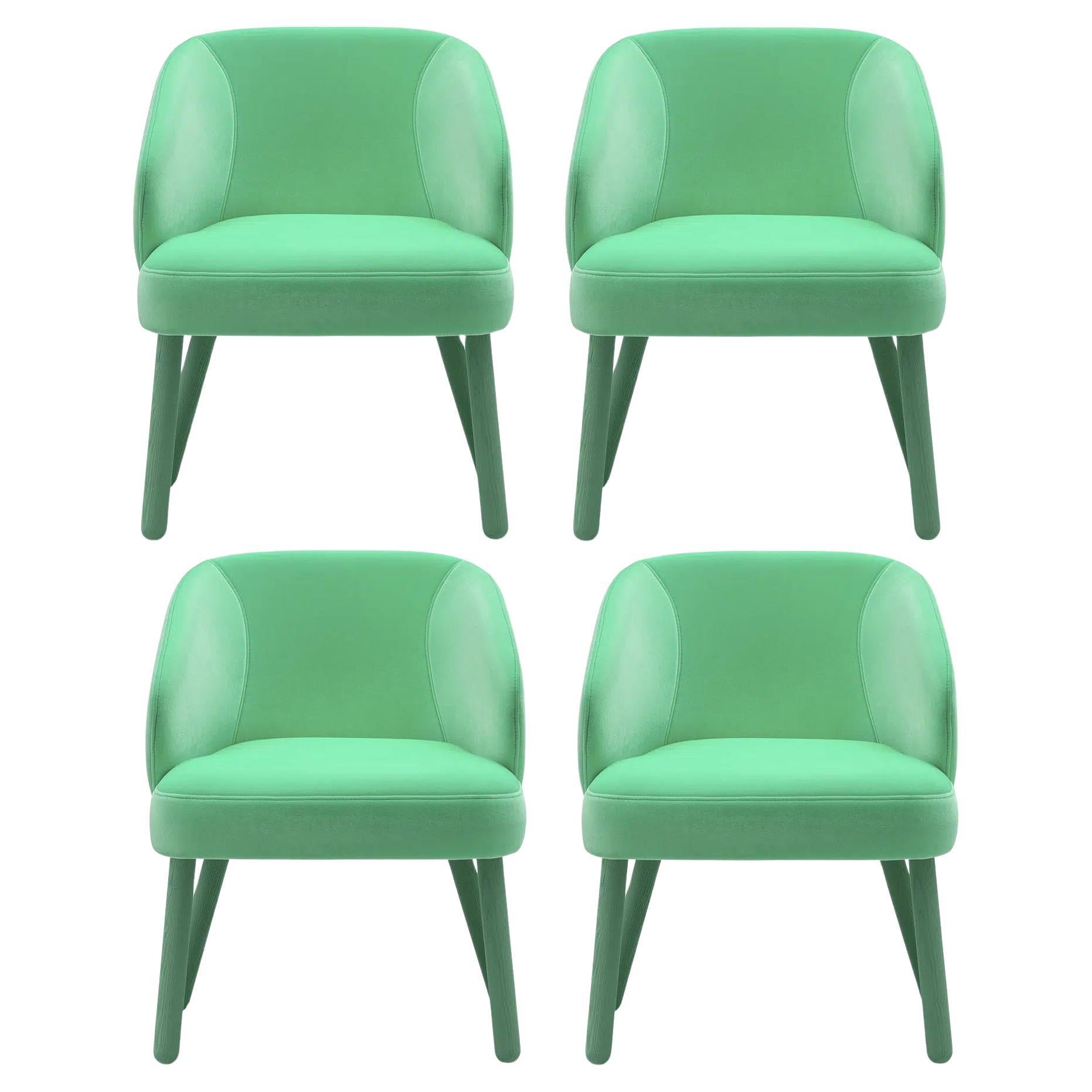 XL Dining Chairs In Mint Green Performance Velvet With Matching Green Tone Legs