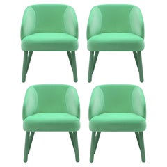 XL Dining Chairs In Mint Green Performance Velvet With Matching Green Tone Legs