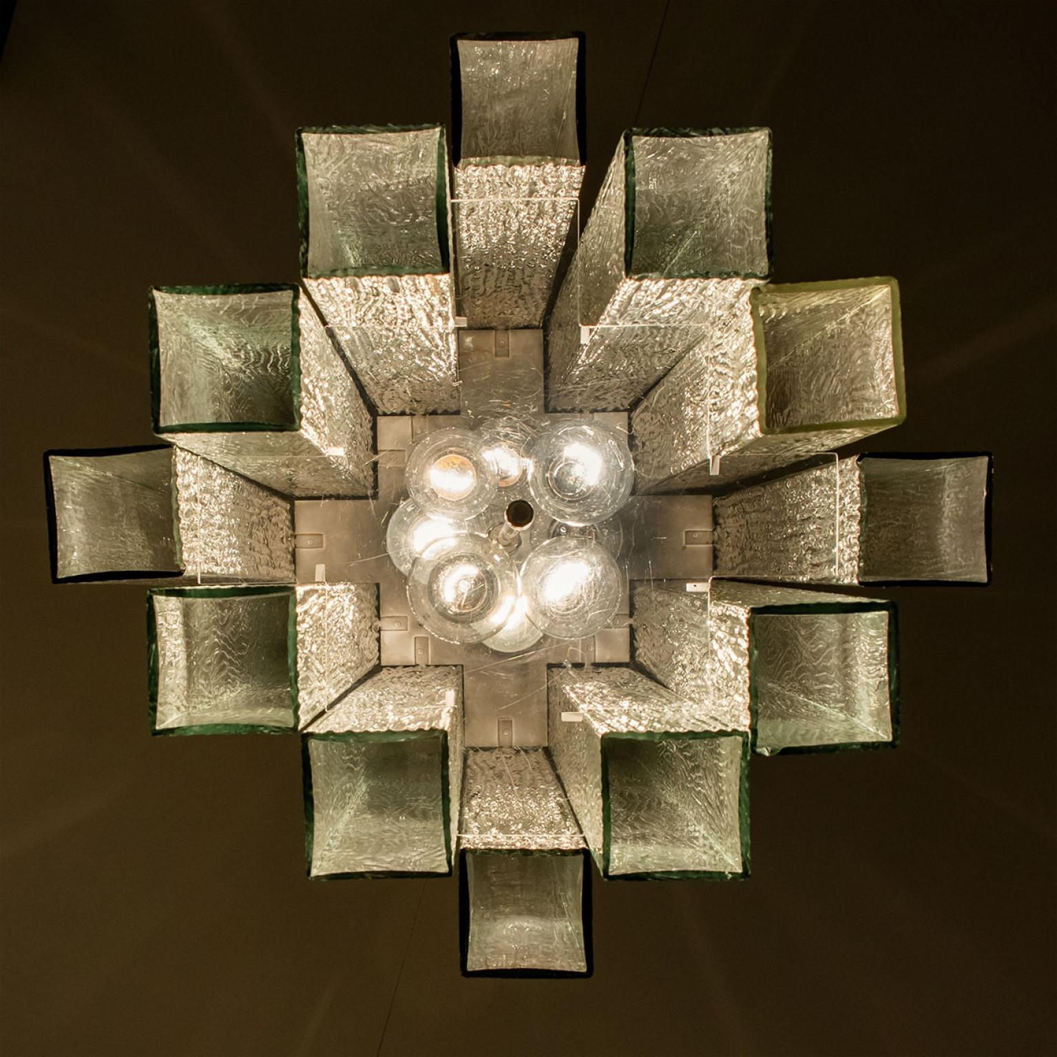 XL Doria Glass and Chrome Chandelier, Germany 1960s For Sale 4