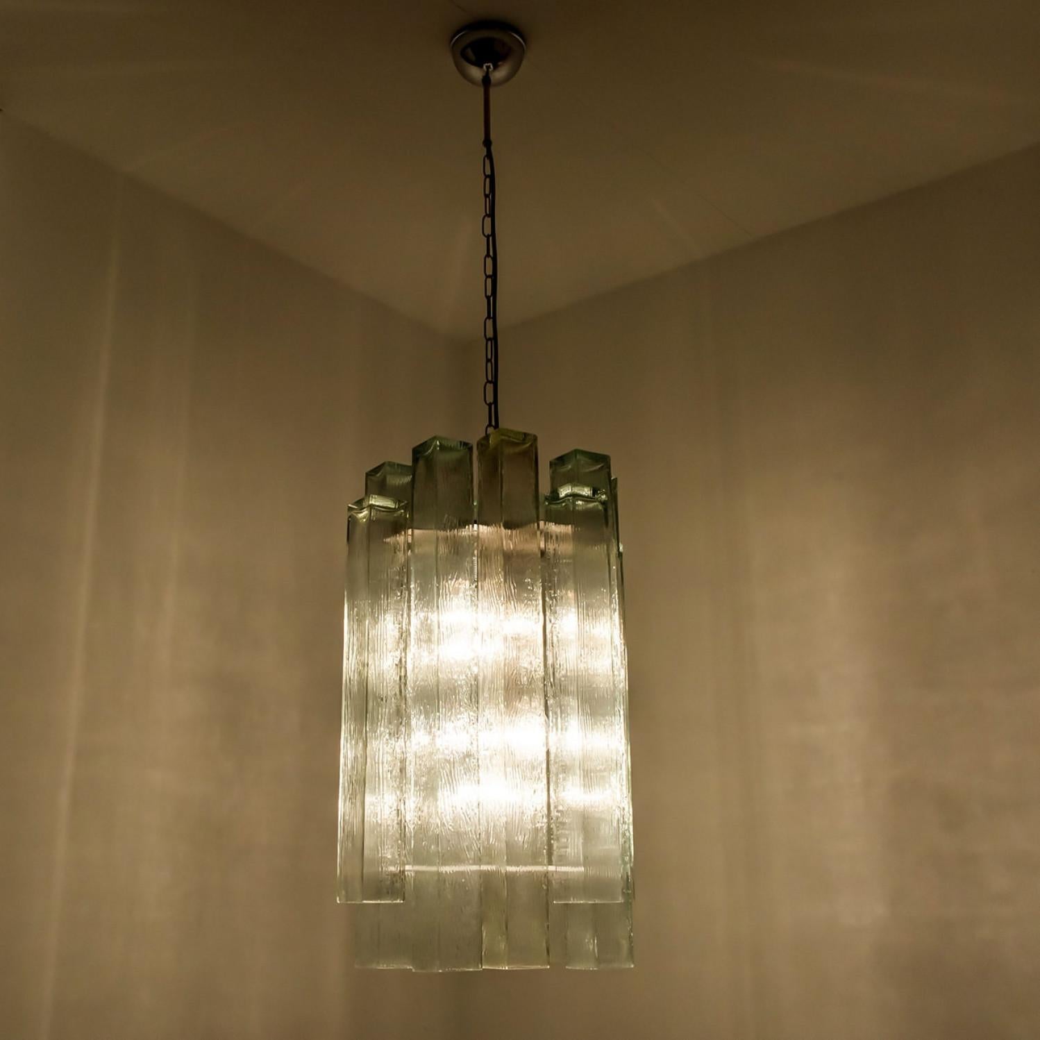 XL Doria Glass and Chrome Chandelier, Germany 1960s For Sale 6