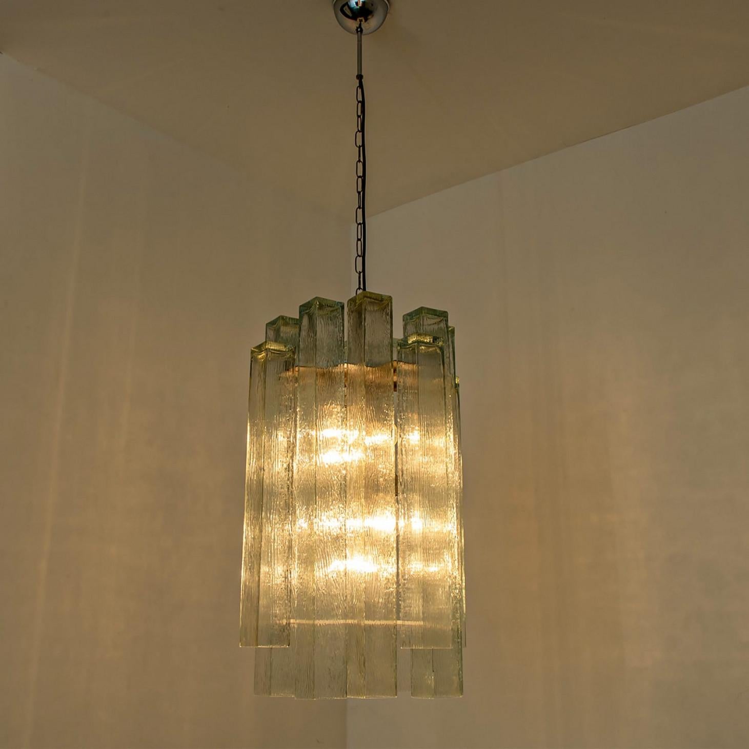 XL Doria Glass and Chrome Chandelier, Germany 1960s For Sale 8