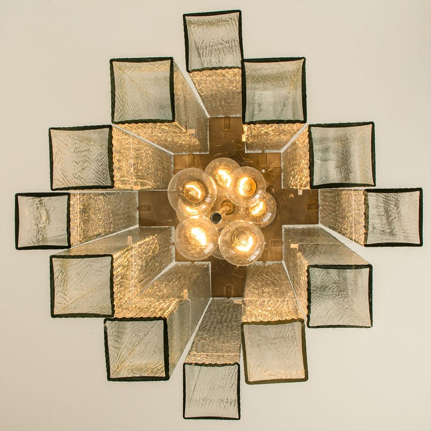 XL Doria Glass and Chrome Chandelier, Germany 1960s For Sale 9