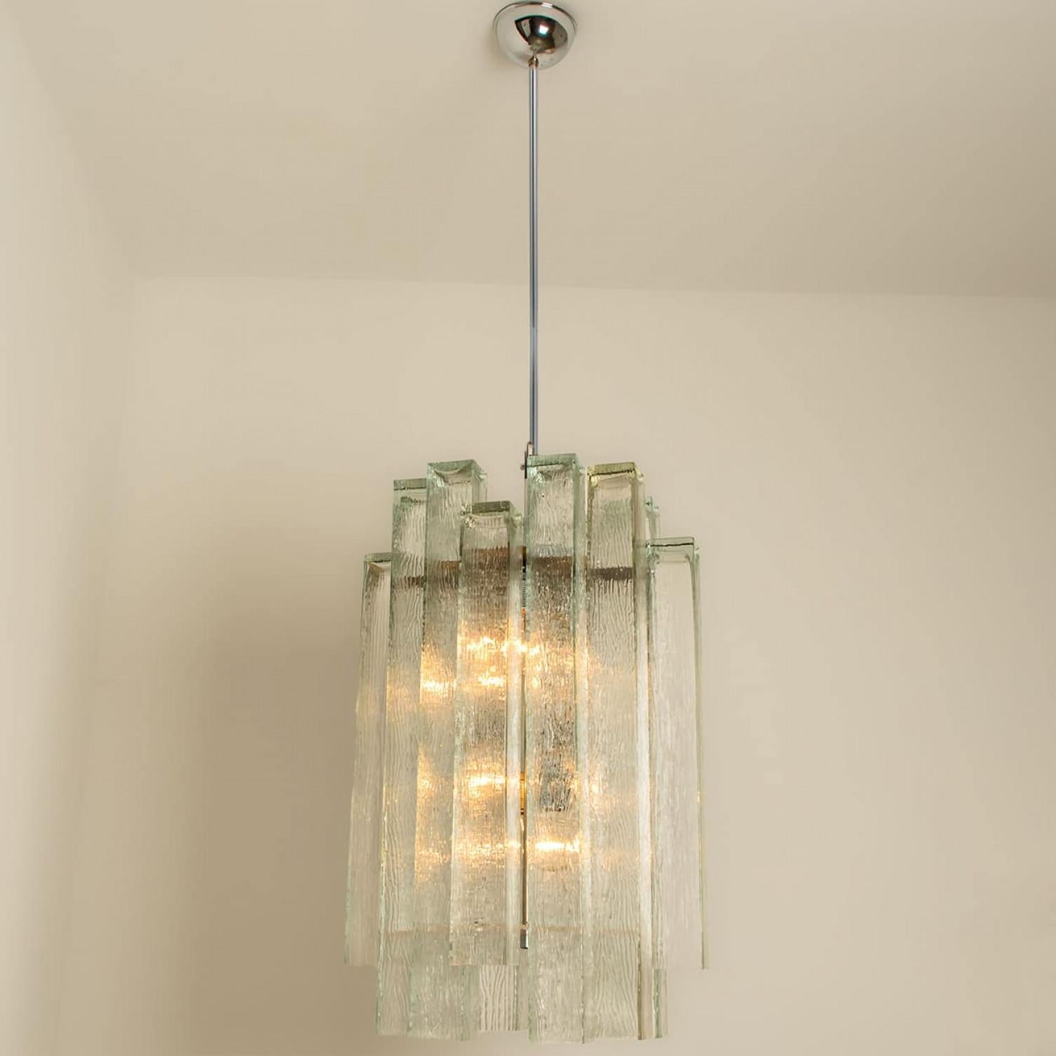 XL Doria Glass and Chrome Chandelier, Germany 1960s For Sale 10