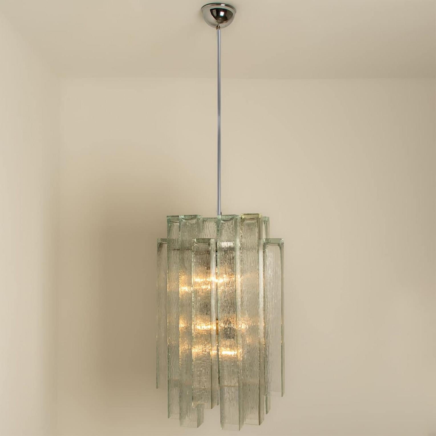 XL Doria Glass and Chrome Chandelier, Germany 1960s For Sale 11