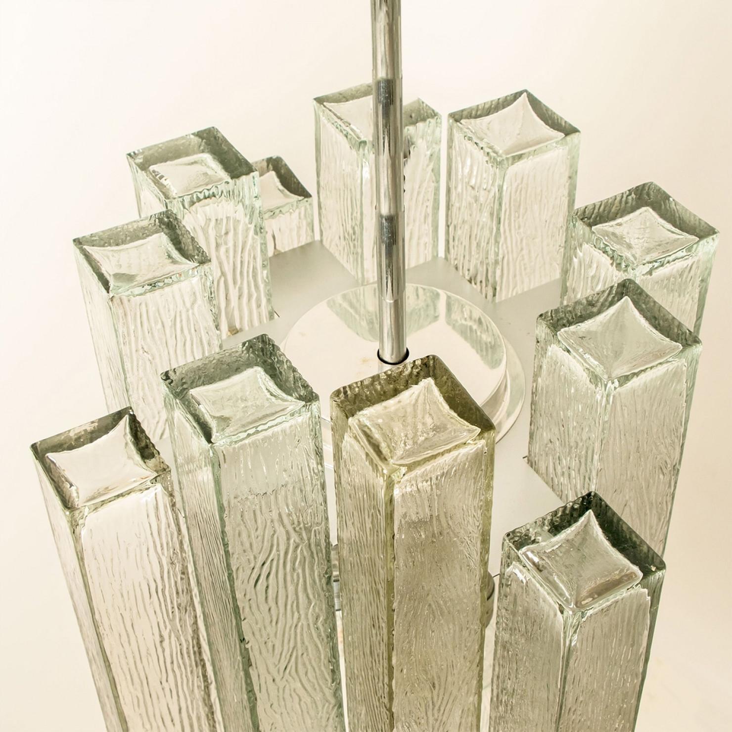 XL Doria Glass and Chrome Chandelier, Germany 1960s For Sale 12