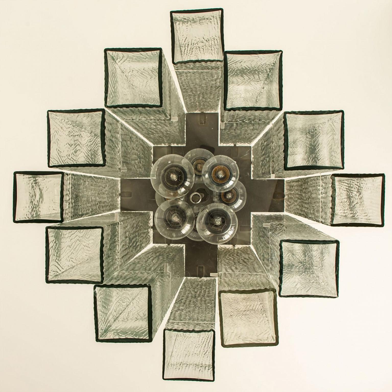 Lampadario XL Doria in vetro e cromo, Germania 1960 in vendita 11