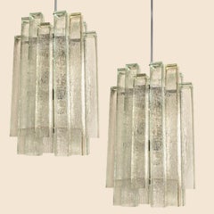 XL Doria Glass and Chrome Chandelier, Germany 1960s