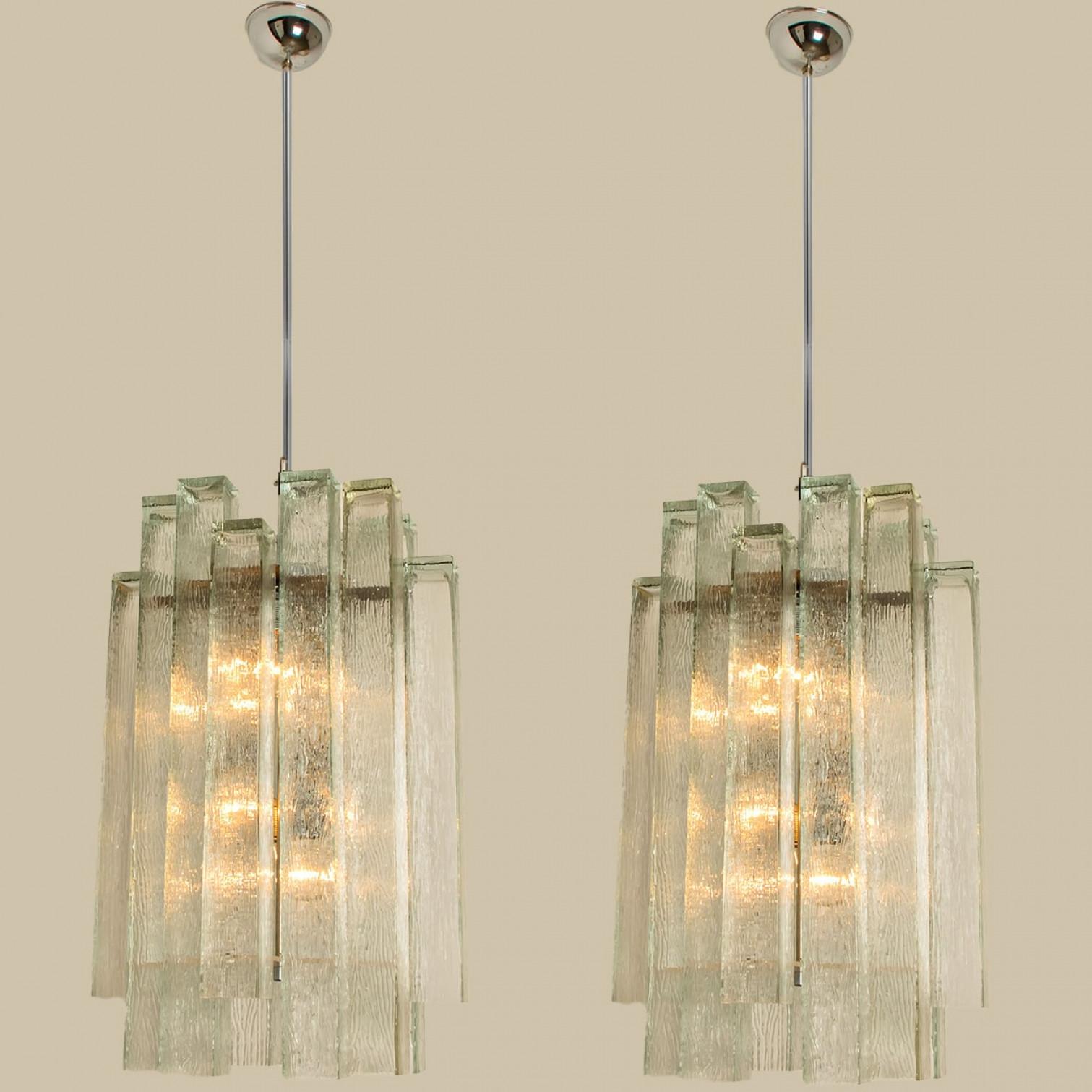 Mid-Century Modern XL Doria Glass and Chrome Chandelier, Germany 1960s For Sale