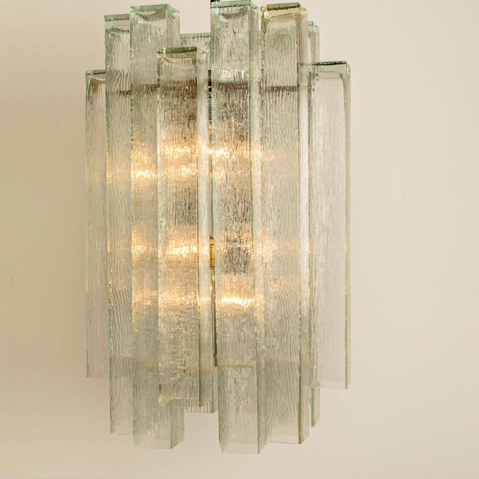 XL Doria Glass and Chrome Chandelier, Germany 1960s In Good Condition For Sale In Rijssen, NL