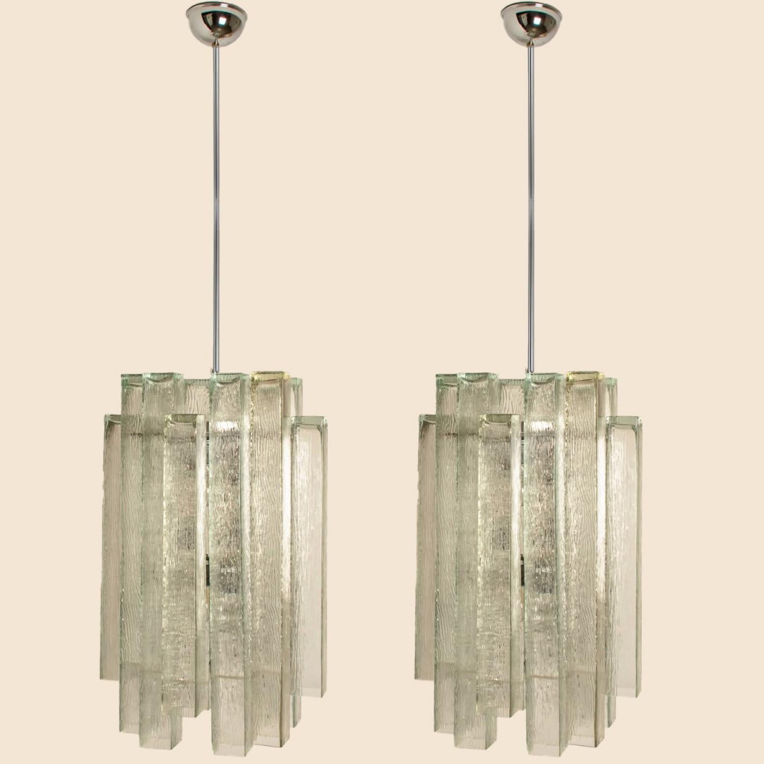 XL Doria Glass and Chrome Chandelier, Germany 1960s For Sale 1