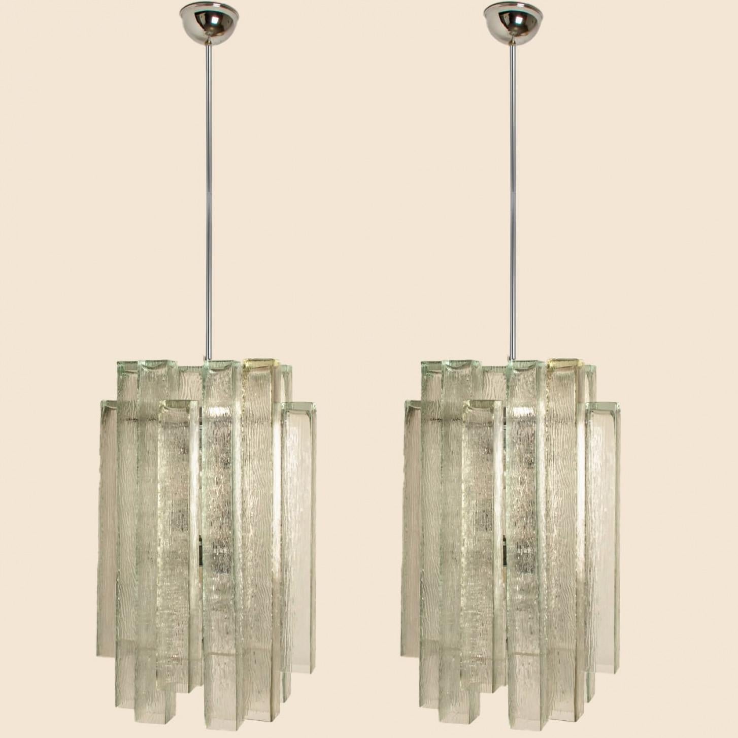 Metà XX secolo Lampadario XL Doria in vetro e cromo, Germania 1960 in vendita