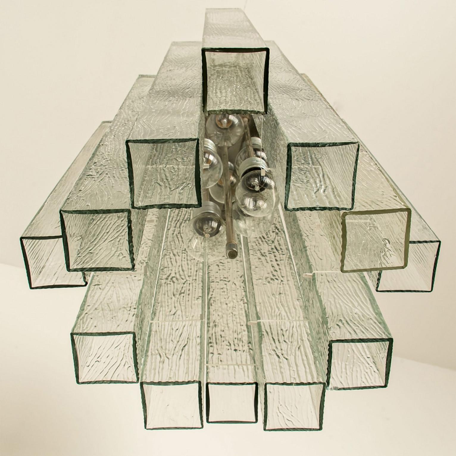 XL Doria Glass and Chrome Chandelier, Germany 1960s For Sale 3