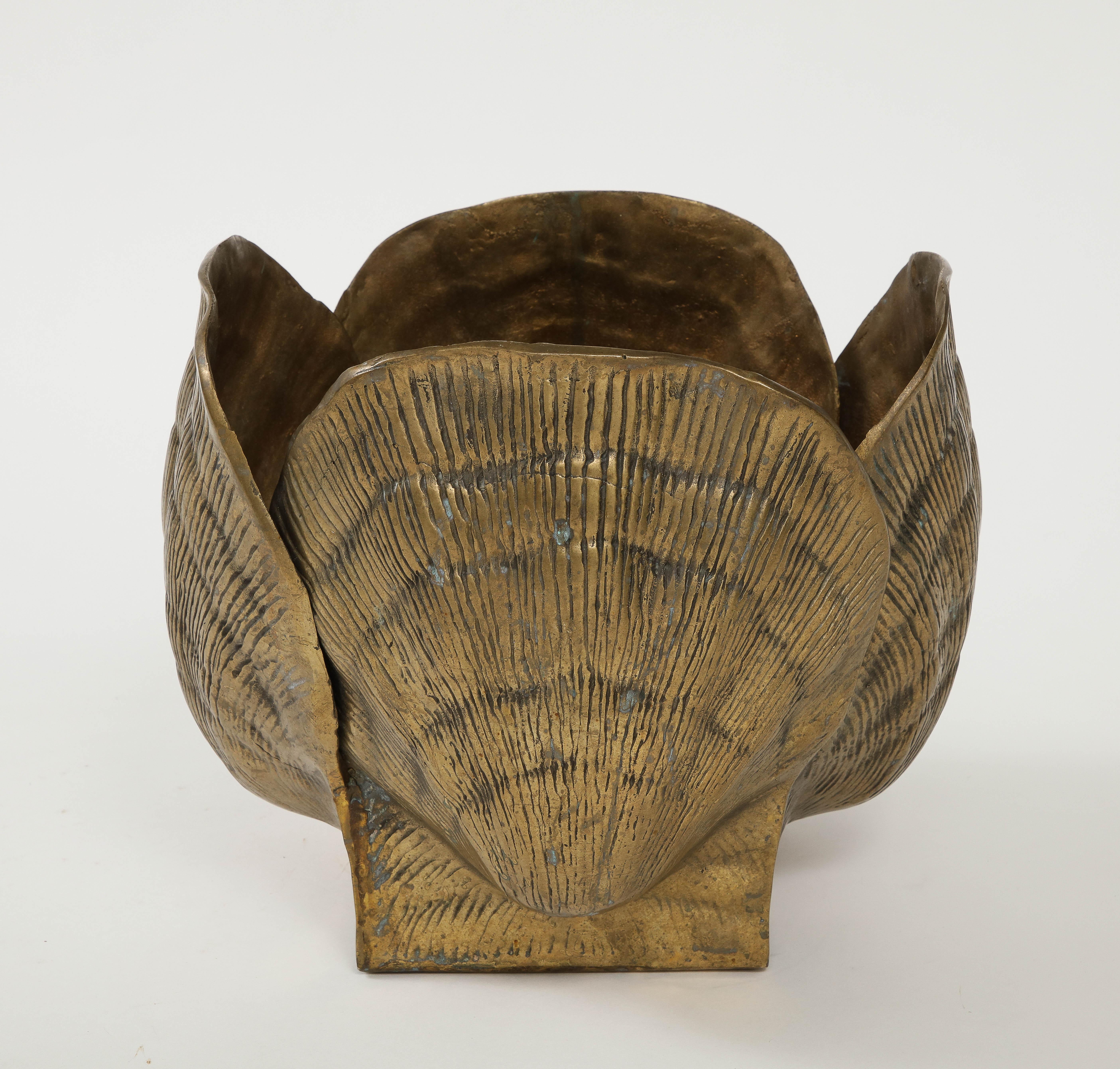 XL Duquette Style Shell Bronze Planter In Good Condition In New York, NY