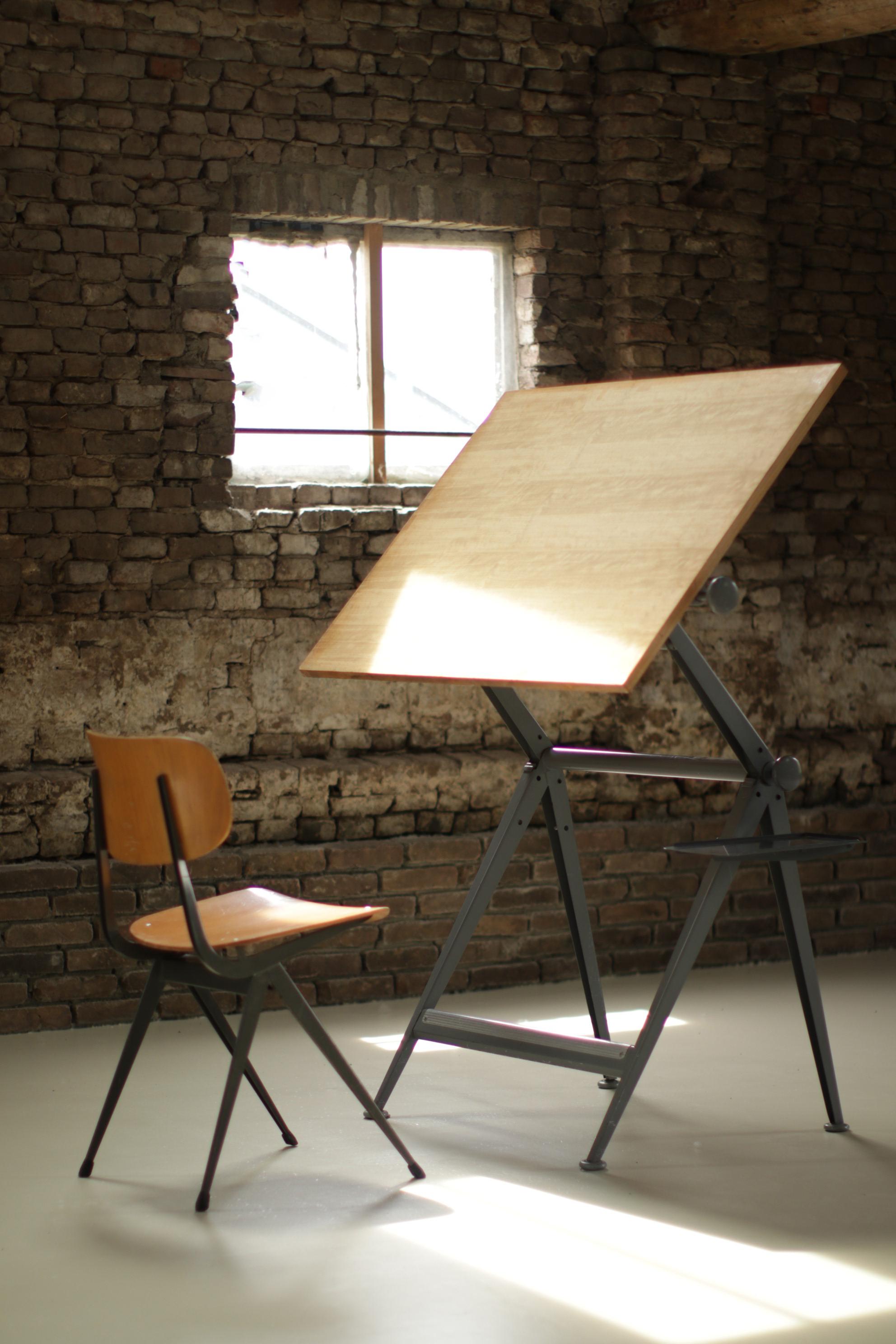 Mid-Century Modern XL Dutch Reply Architect Drafting Table Friso Kramer, Wim Rietveld Ahrend, 1959