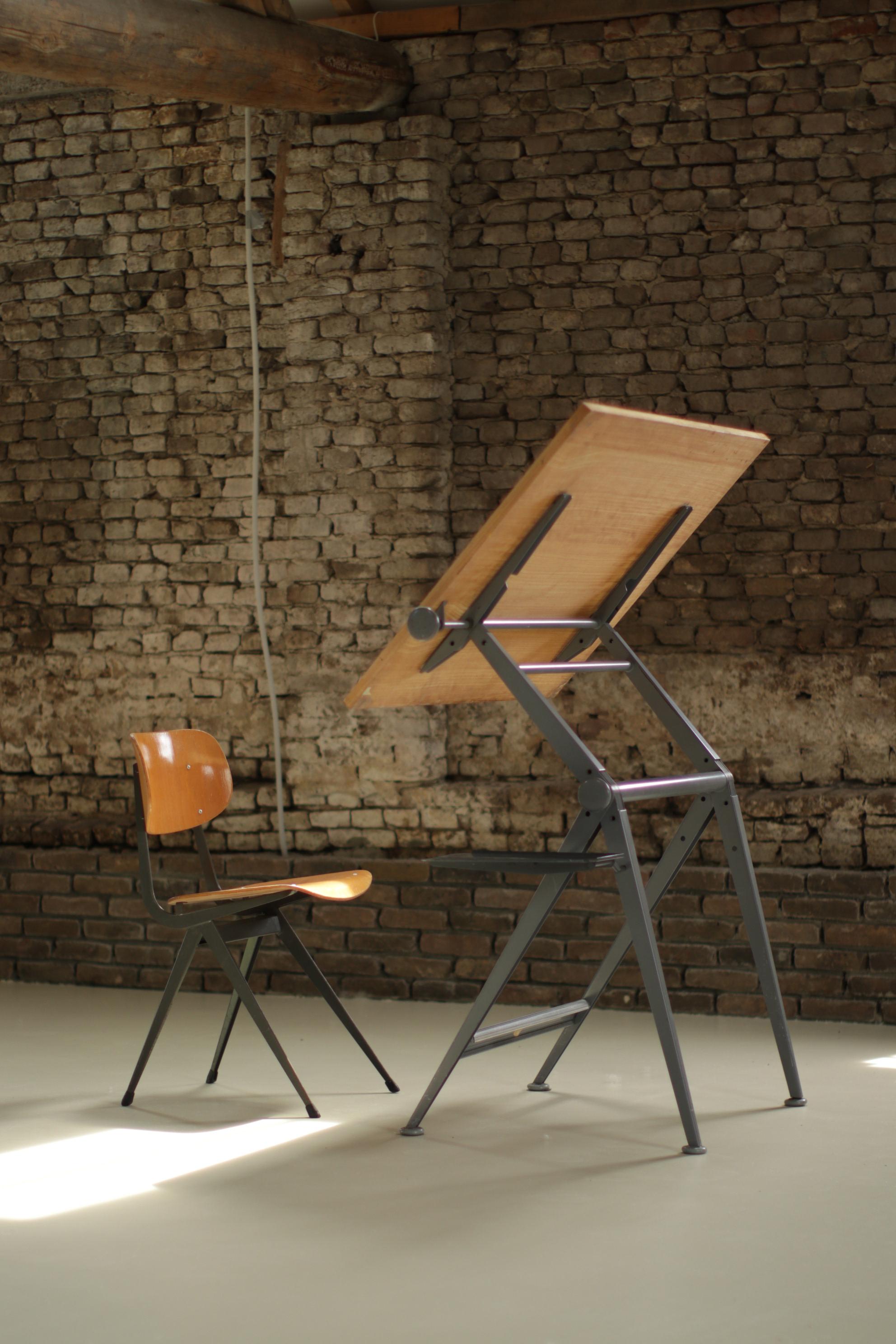 Mid-20th Century XL Dutch Reply Architect Drafting Table Friso Kramer, Wim Rietveld Ahrend, 1959