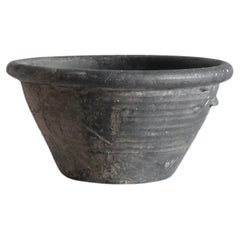 XL Early 19Th C. Wabi Sabi Black Terracotta Bowl