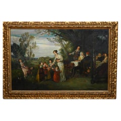 XL Edwardian Oil Painting A May Day Friedrich von Kaulbach 1910