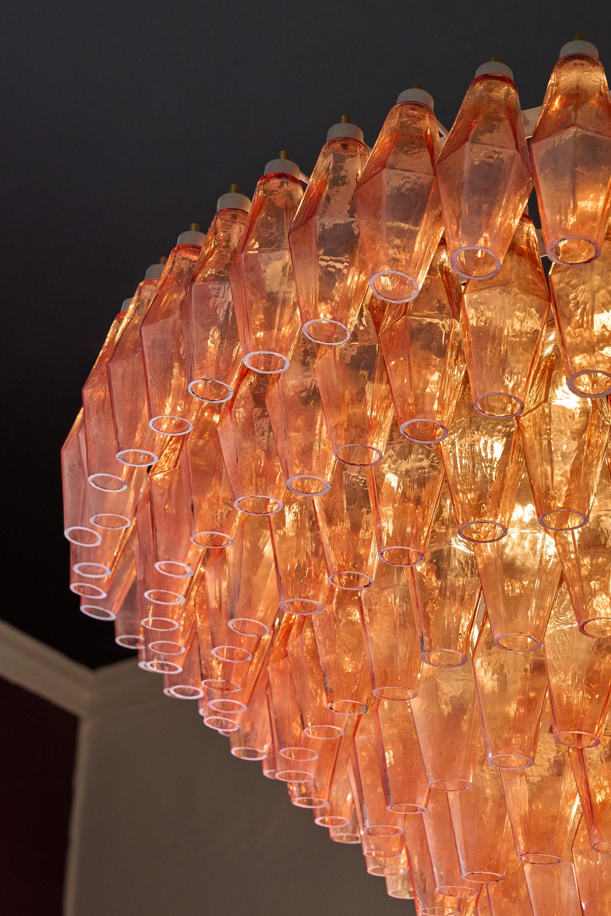 Exceptionnal Extra Large Murano glass chandelier in pink / coral colors. Amazing piece.
