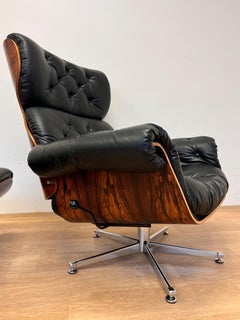 XL Extraordinary design Bent plywood Lounge Chair and Ottoman in rosewood -1960s