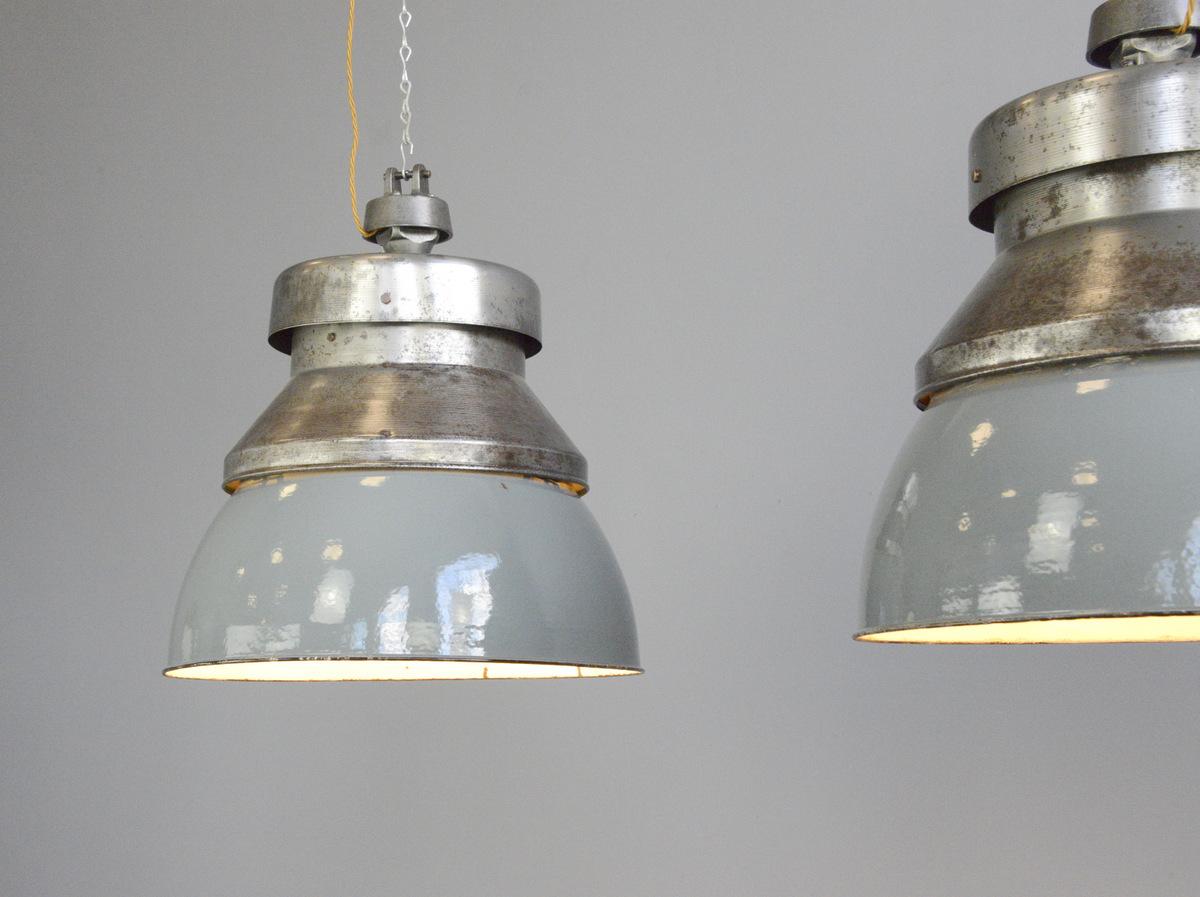 Industrial Extra Large Factory Pendant Lights by Kandem, circa 1930s