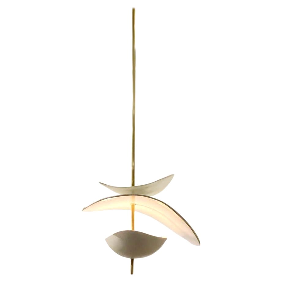 XL Floating Organic Forms Sculptural Ceramic & Brass Lamp by Elsa Foulon