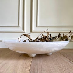 XL Footed Resin Bowl Centerpiece in White and Pearl by Paola Valle