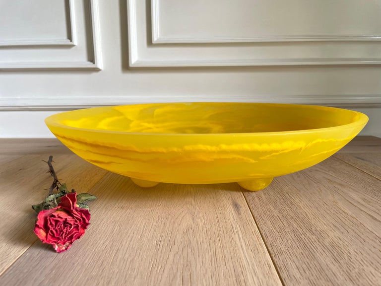 XL Footed Resin Bowl Centerpiece in Yellow by Paola Valle For Sale at