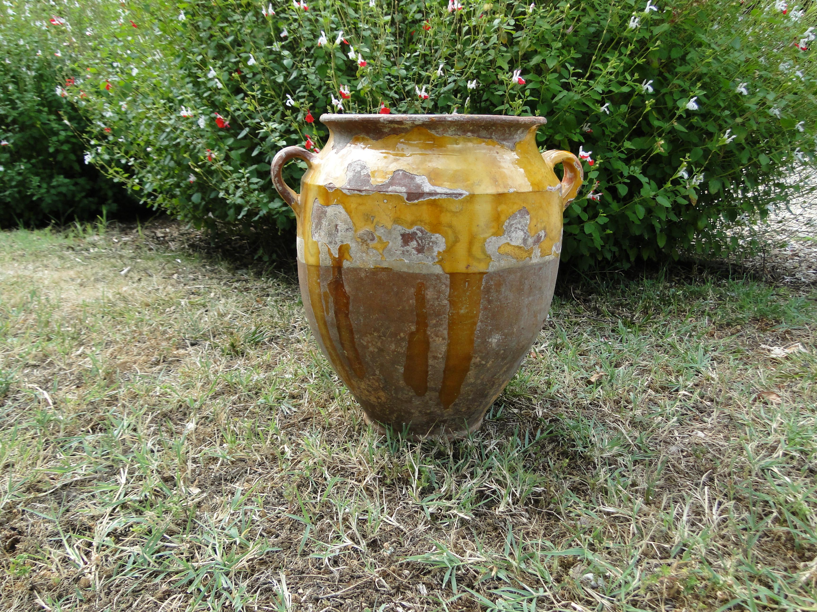 XXL French Antique Confit Redware Faience Yellowware Art Pottery Pot 7