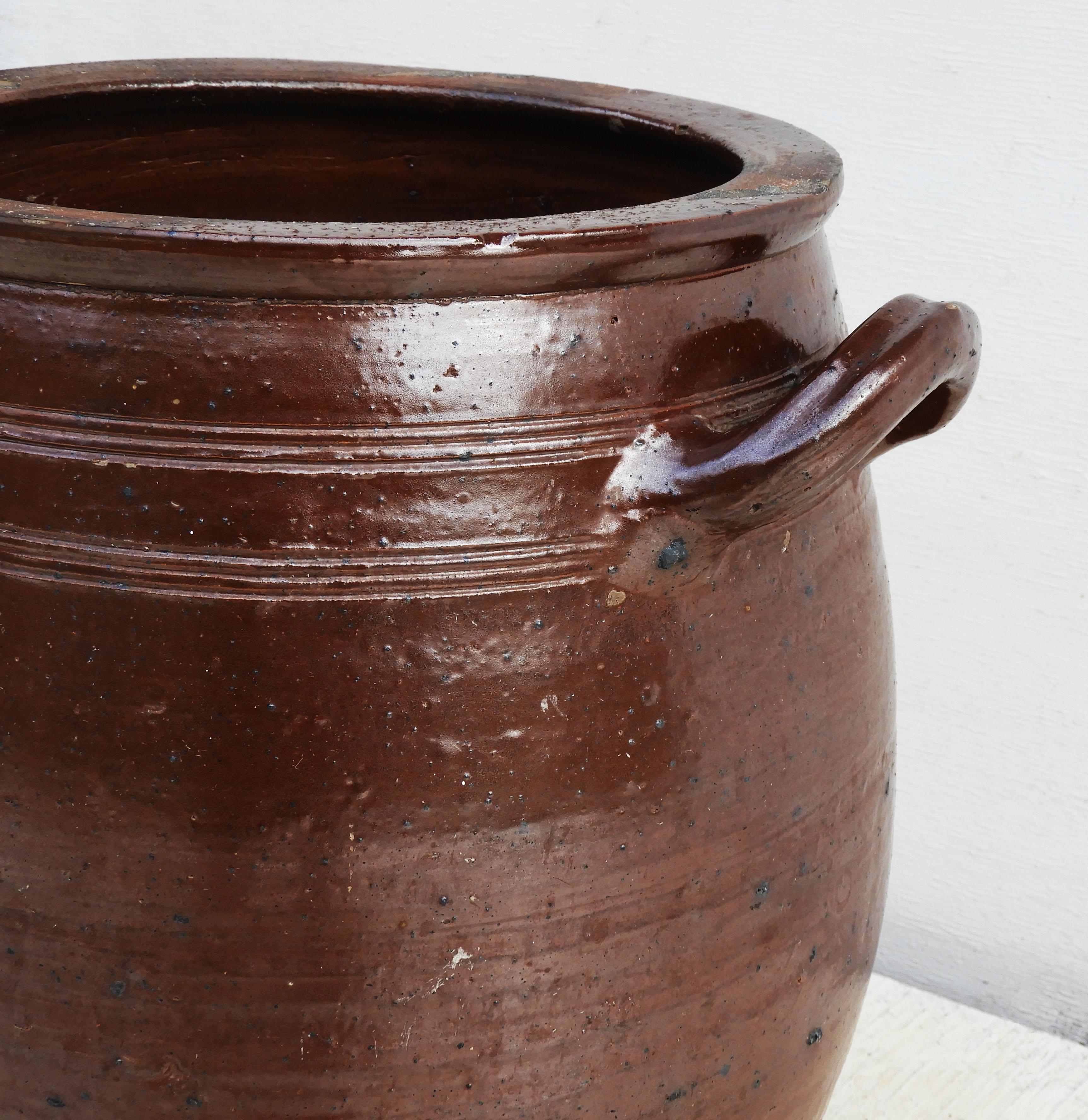 European XL French Earthenware Pot Early 20th Century  For Sale